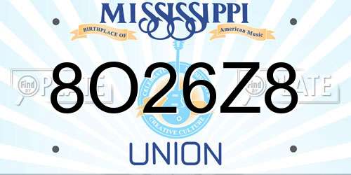 8O26Z8 Mississippi License Plate
