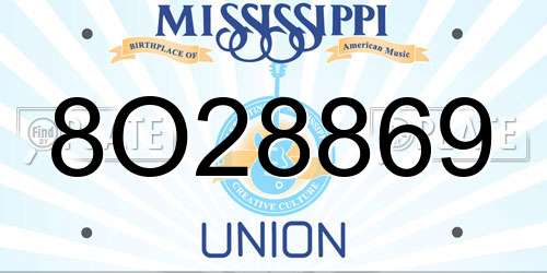 8O28869 Mississippi License Plate