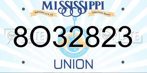 8O32823 Mississippi License Plate