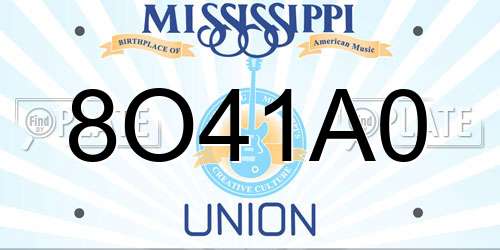 8O41A0 Mississippi License Plate