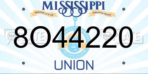 8O44220 Mississippi License Plate