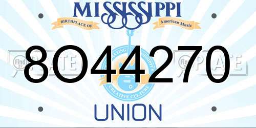 8O44270 Mississippi License Plate