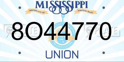 8O44770 Mississippi License Plate