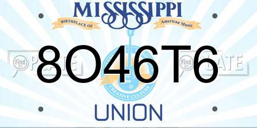 8O46T6 Mississippi License Plate
