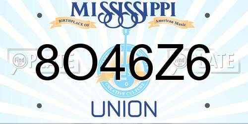 8O46Z6 Mississippi License Plate