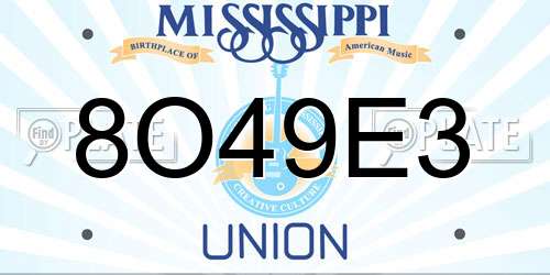 8O49E3 Mississippi License Plate