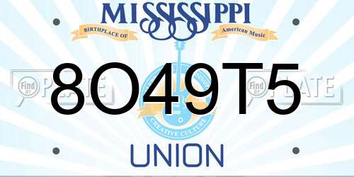 8O49T5 Mississippi License Plate