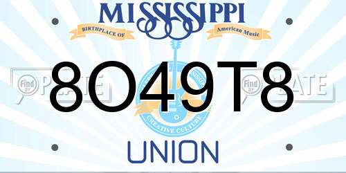 8O49T8 Mississippi License Plate