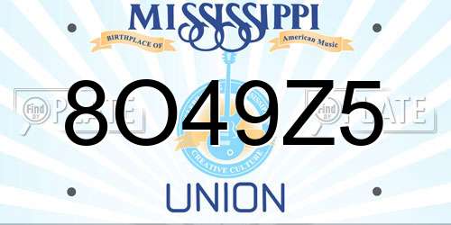 8O49Z5 Mississippi License Plate