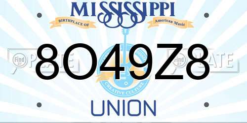 8O49Z8 Mississippi License Plate