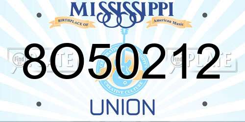8O50212 Mississippi License Plate