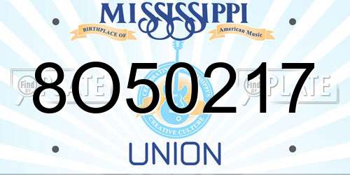 8O50217 Mississippi License Plate