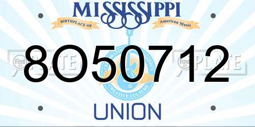 8O50712 Mississippi License Plate