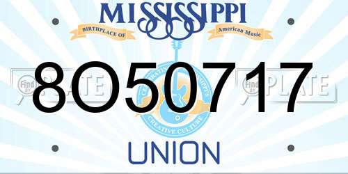 8O50717 Mississippi License Plate