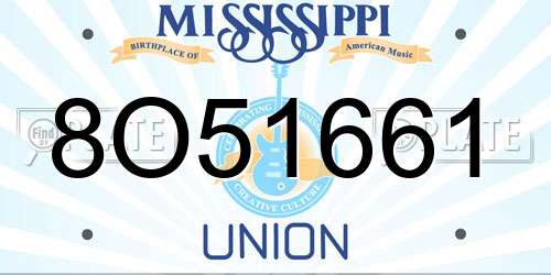 8O51661 Mississippi License Plate