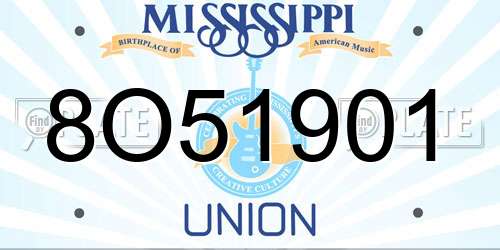 8O51901 Mississippi License Plate