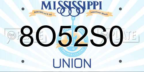 8O52S0 Mississippi License Plate