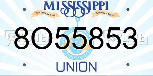 8O55853 Mississippi License Plate