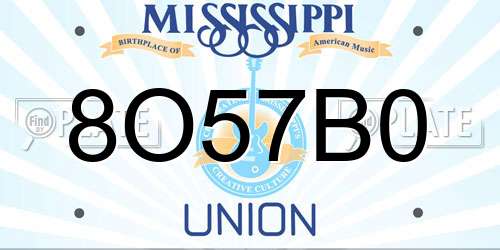 8O57B0 Mississippi License Plate