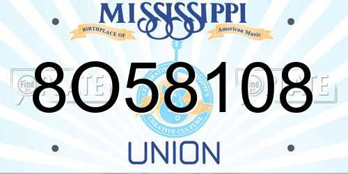 8O58108 Mississippi License Plate