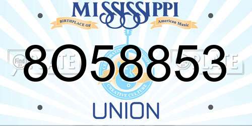 8O58853 Mississippi License Plate