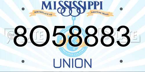 8O58883 Mississippi License Plate