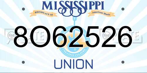 8O62526 Mississippi License Plate