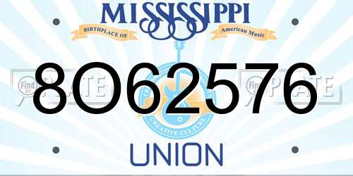 8O62576 Mississippi License Plate
