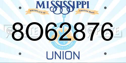8O62876 Mississippi License Plate
