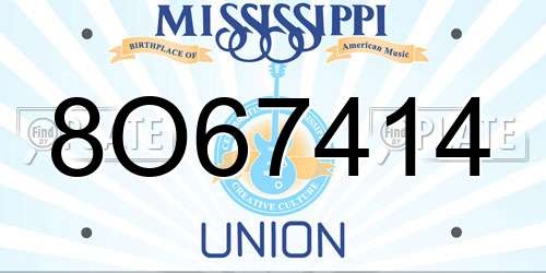 8O67414 Mississippi License Plate