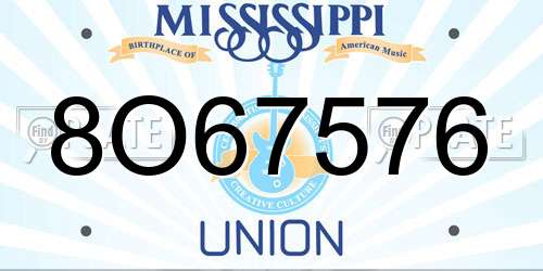 8O67576 Mississippi License Plate