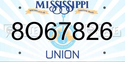 8O67826 Mississippi License Plate
