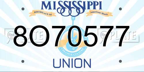 8O70577 Mississippi License Plate