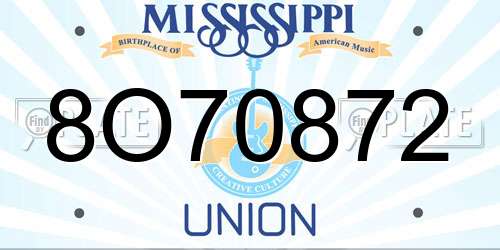 8O70872 Mississippi License Plate