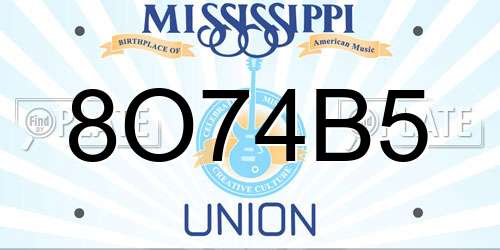8O74B5 Mississippi License Plate