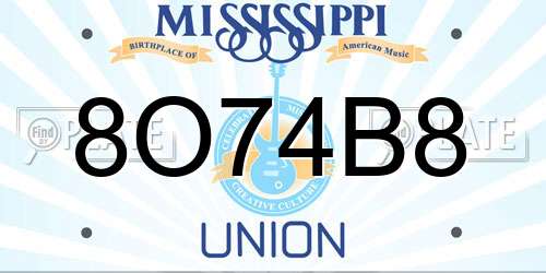 8O74B8 Mississippi License Plate