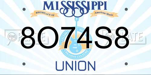 8O74S8 Mississippi License Plate