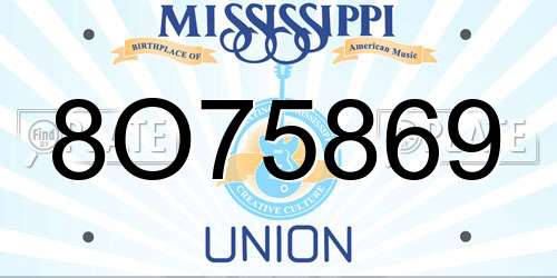 8O75869 Mississippi License Plate