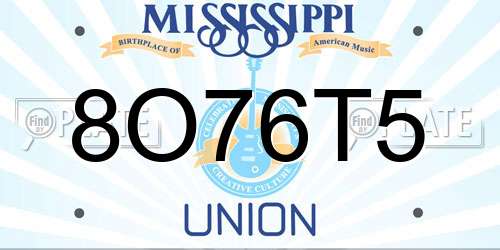 8O76T5 Mississippi License Plate