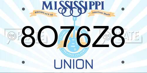 8O76Z8 Mississippi License Plate