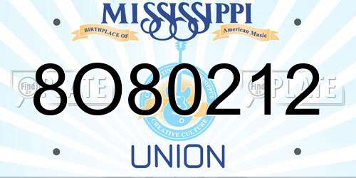 8O80212 Mississippi License Plate