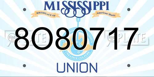 8O80717 Mississippi License Plate