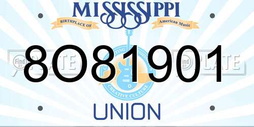 8O81901 Mississippi License Plate