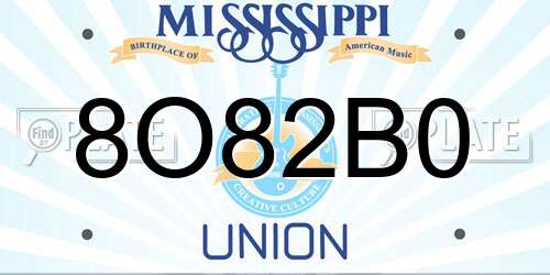 8O82B0 Mississippi License Plate
