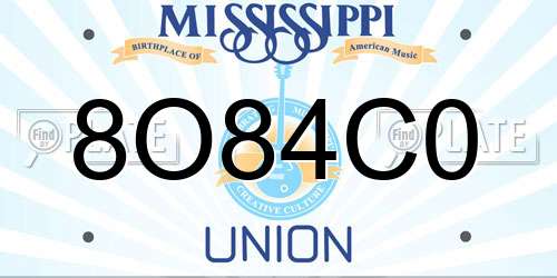 8O84C0 Mississippi License Plate