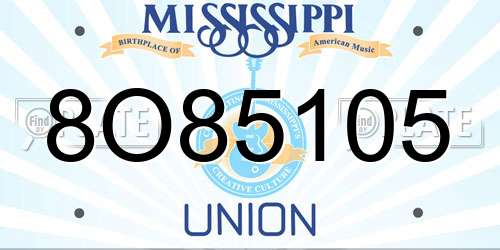 8O85105 Mississippi License Plate
