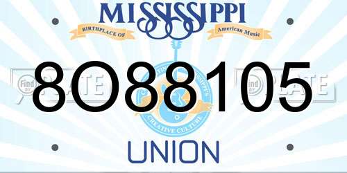 8O88105 Mississippi License Plate