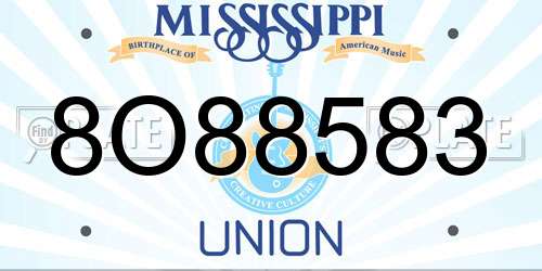 8O88583 Mississippi License Plate