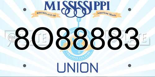 8O88883 Mississippi License Plate
