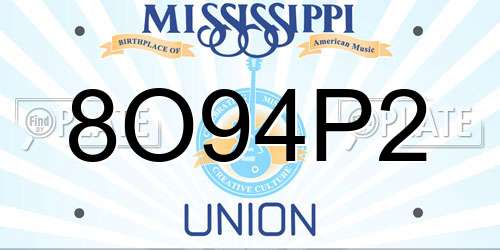 8O94P2 Mississippi License Plate